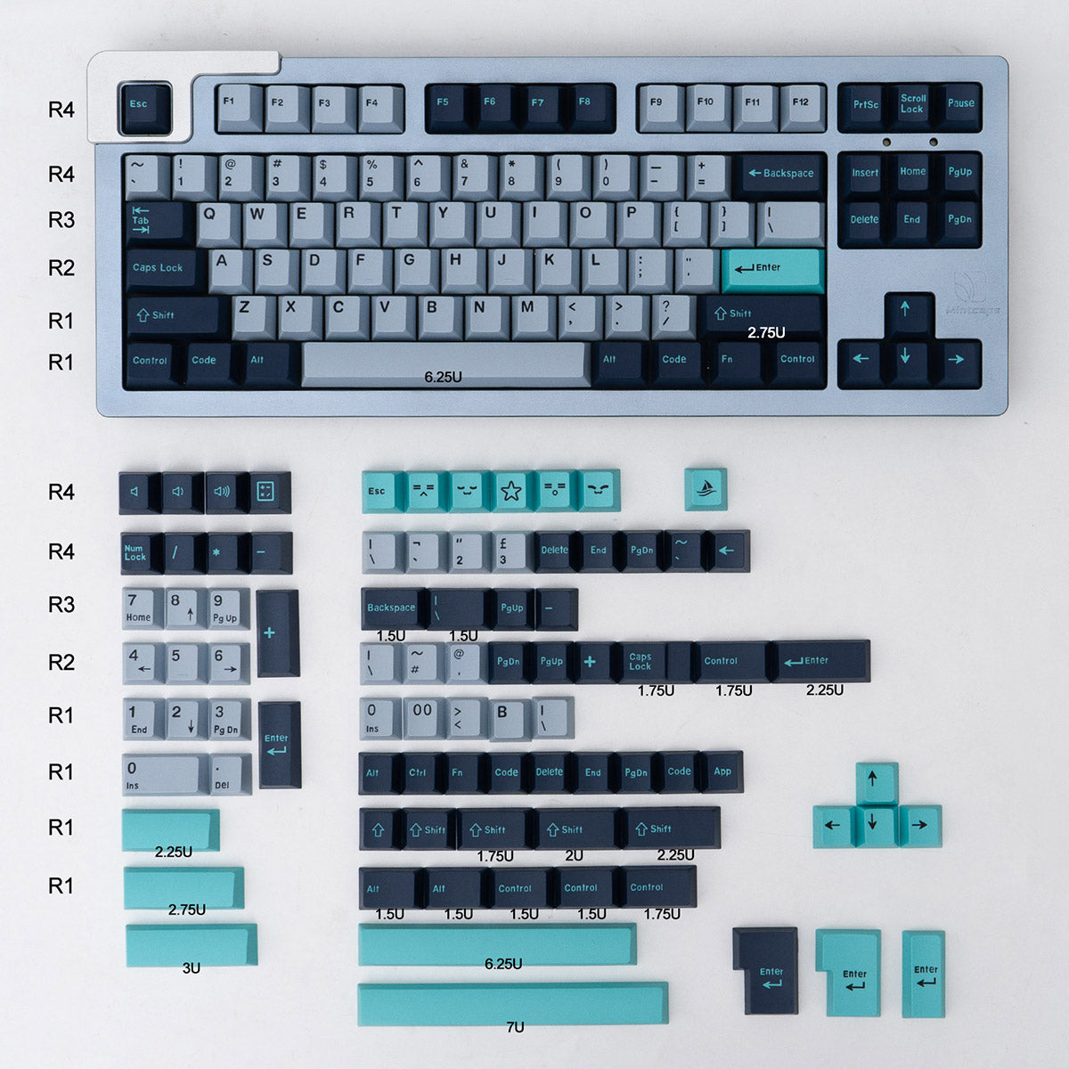 Best 7U Hammerhead Keycaps ISO ANSI Layout 173 Keys ABS Double